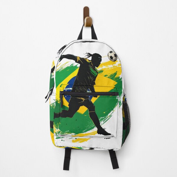 Item preview, Brazil Soccer Player Art — Brasil Football Flag Action Fan Print designed and sold by icemanphotos.