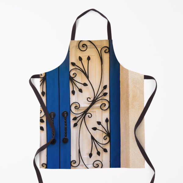 Item preview, Decorative Blue Door With Wrought Iron Scrollwork and Classic Entrance Detail on Mediterranean Facade designed and sold by Nmallia.