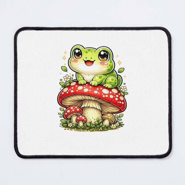 Item preview, Cute Frog on Mushroom - Kawaii Cottagecore Forest Friend designed and sold by LandlordsIndia.