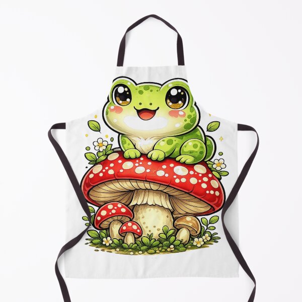 Item preview, Cute Frog on Mushroom - Kawaii Cottagecore Forest Friend designed and sold by LandlordsIndia.
