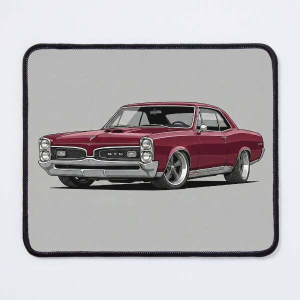 Item preview, Vintage 1967 Pontiac GTO Maroon Muscle Car Art Illustration designed and sold by Motorline44.