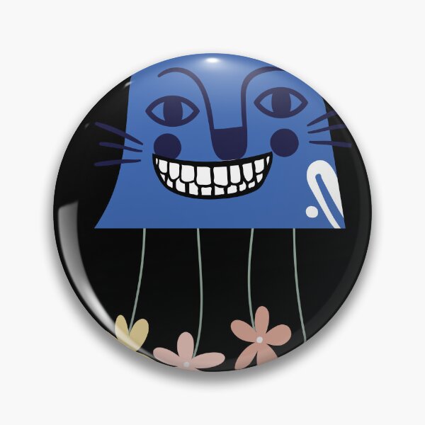 Item preview, Smiling Blue Cat with Flowers | Whimsical Folk Art Character designed and sold by GorinART.