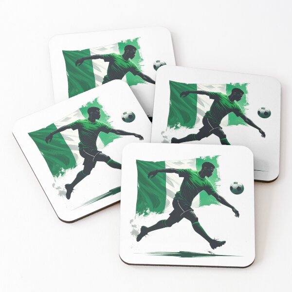 Item preview, Nigeria Soccer Player Art — Nigerian Football Flag Action Fan Print designed and sold by icemanphotos.