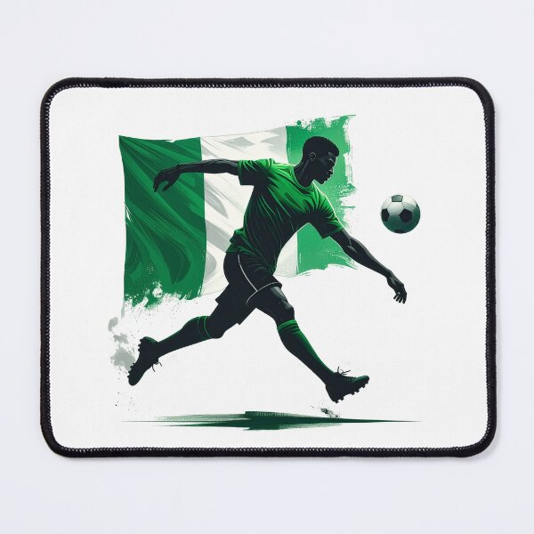 Item preview, Nigeria Soccer Player Art — Nigerian Football Flag Action Fan Print designed and sold by icemanphotos.