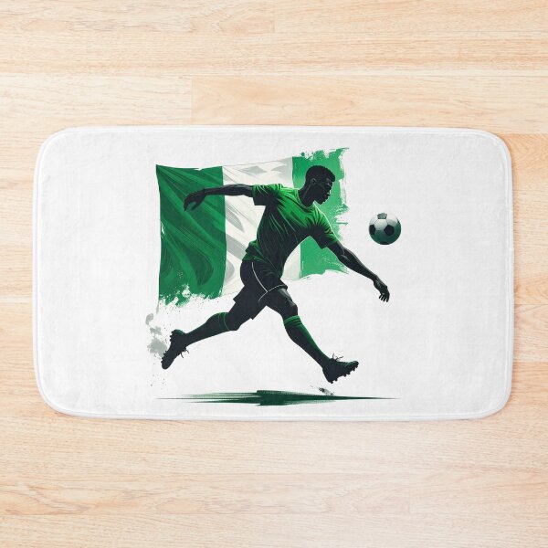 Item preview, Nigeria Soccer Player Art — Nigerian Football Flag Action Fan Print designed and sold by icemanphotos.