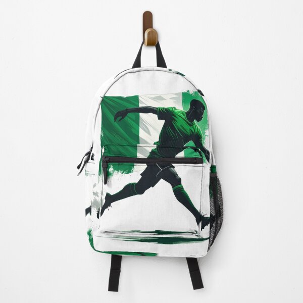 Item preview, Nigeria Soccer Player Art — Nigerian Football Flag Action Fan Print designed and sold by icemanphotos.