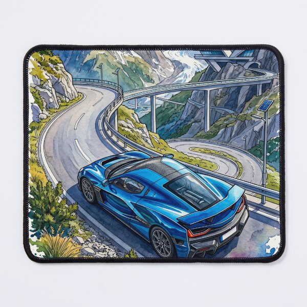 Item preview, Futuristic European Electric Hypercar Alpine Glacier Watercolor Graphic Tee designed and sold by RevUpDesign.