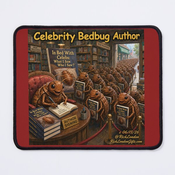 Item preview, Celebrity Bedbug Author – Funny Book Signing Cartoon designed and sold by Rick London Gifts.