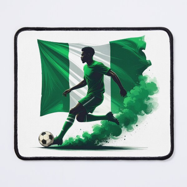 Item preview, Nigeria Soccer Player Art — Nigerian Football Flag Action Fan Print designed and sold by icemanphotos.