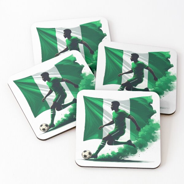 Item preview, Nigeria Soccer Player Art — Nigerian Football Flag Action Fan Print designed and sold by icemanphotos.