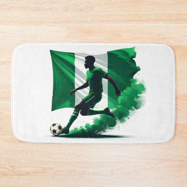 Item preview, Nigeria Soccer Player Art — Nigerian Football Flag Action Fan Print designed and sold by icemanphotos.