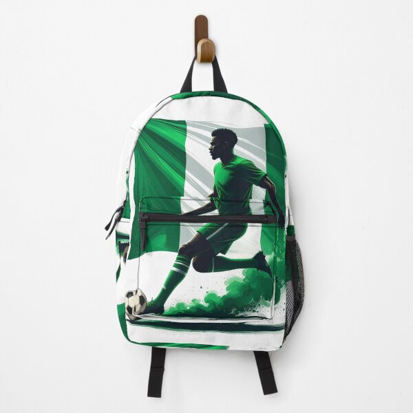 Item preview, Nigeria Soccer Player Art — Nigerian Football Flag Action Fan Print designed and sold by icemanphotos.