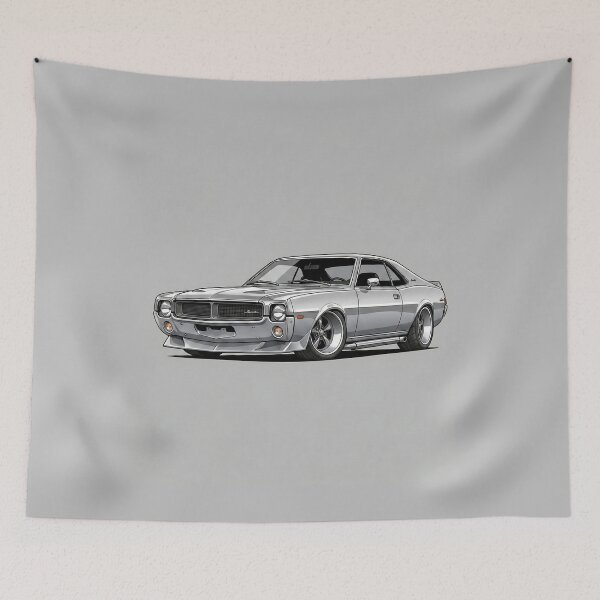 Item preview, Classic 1968 AMC Javelin Silver Muscle Car Vector Illustration designed and sold by Motorline44.