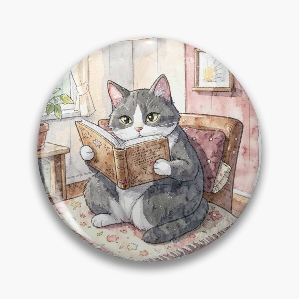 Item preview, Cute Cat Reading a Book, Book Lover Cat Illustration designed and sold by  Namaste Sloth.