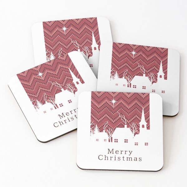 Item preview, Rustic Pink Chevron Knit Pattern Christmas Village designed and sold by GlueGunEnergy.
