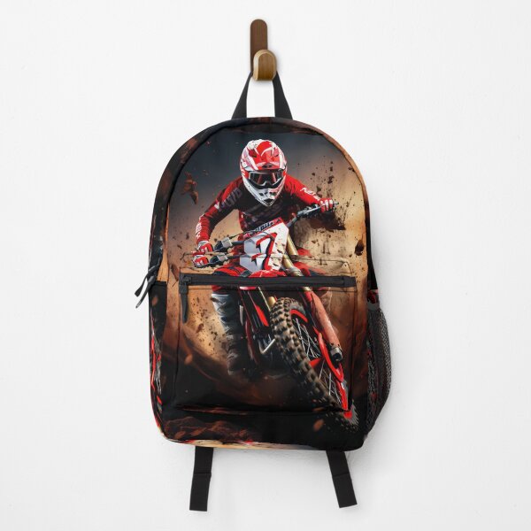 Item preview, Dynamic Red Dirt Bike Rider Kicking Up Heavy Mud Art designed and sold by RevUpDesign.