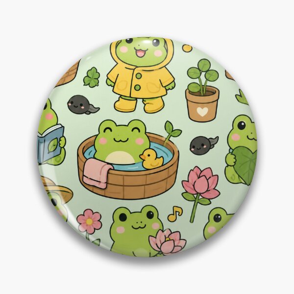 Item preview, Cute Frog Garden Pattern designed and sold by Soft Berry Studio.