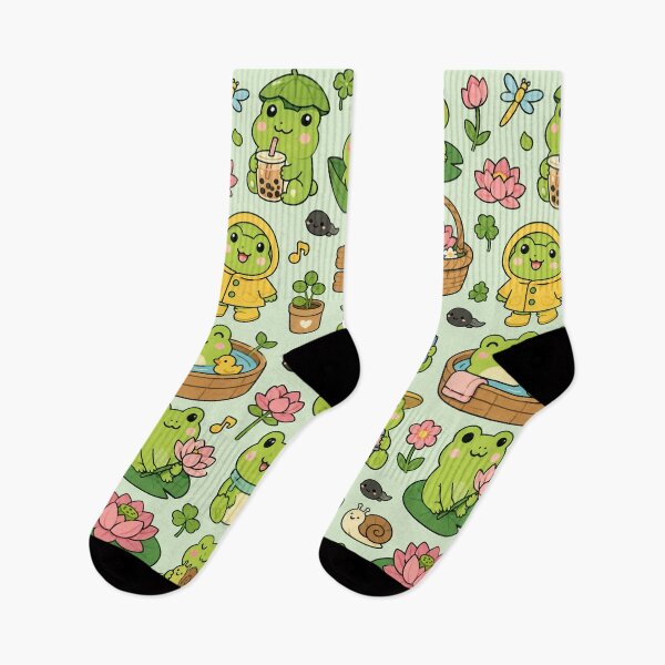 Item preview, Cute Frog Garden Pattern designed and sold by Soft Berry Studio.