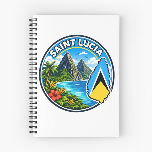 Item preview, Saint Lucia Flag Map Two Mountainous Volcanic Plugs designed and sold by scicilysimonee.