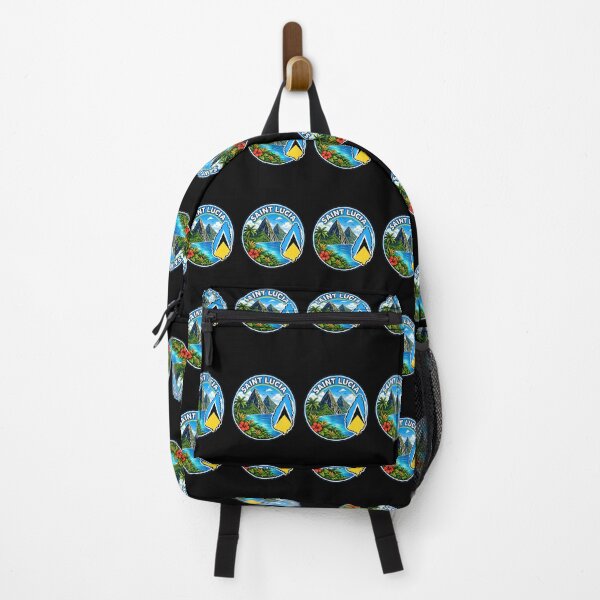 Item preview, Saint Lucia Flag Map Two Mountainous Volcanic Plugs designed and sold by scicilysimonee.