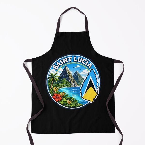 Item preview, Saint Lucia Flag Map Two Mountainous Volcanic Plugs designed and sold by scicilysimonee.