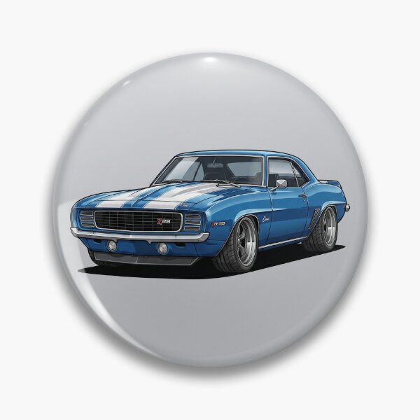 Item preview, 1969 Chevrolet Camaro Z28 Blue Muscle Car Art Illustration designed and sold by Motorline44.