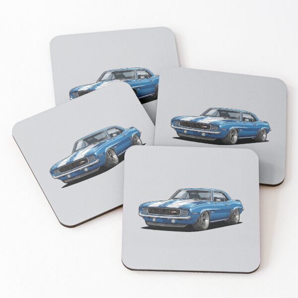 Item preview, 1969 Chevrolet Camaro Z28 Blue Muscle Car Art Illustration designed and sold by Motorline44.