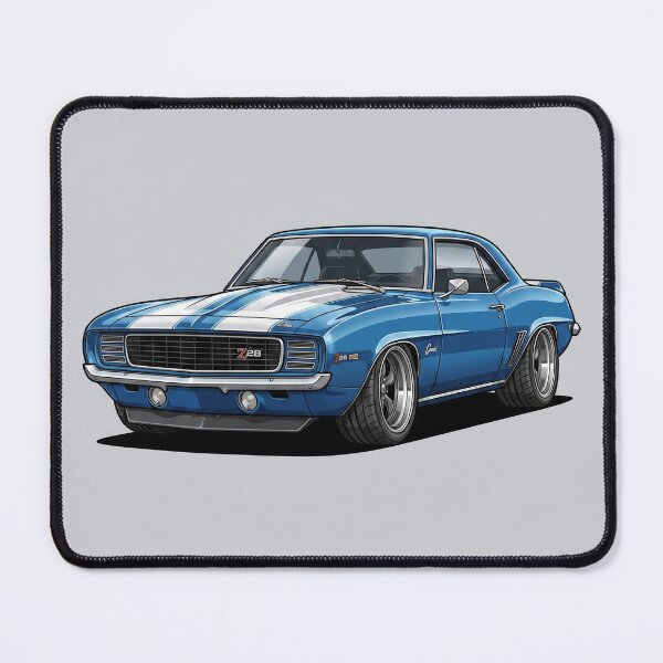 Item preview, 1969 Chevrolet Camaro Z28 Blue Muscle Car Art Illustration designed and sold by Motorline44.
