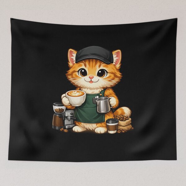 Item preview, Coffee Cat – Cute Coffee Lover Cat Design  designed and sold by Wild Horizon Studio.