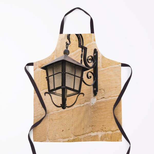Item preview, Vintage Black Iron Lantern Wall Lamp Mounted On Sandstone Wall Outside Historic Building designed and sold by Nmallia.