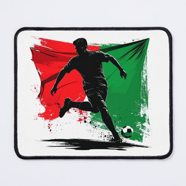 Item preview, Morocco Soccer Player Art — Maroc Football Flag Action Fan Print designed and sold by icemanphotos.