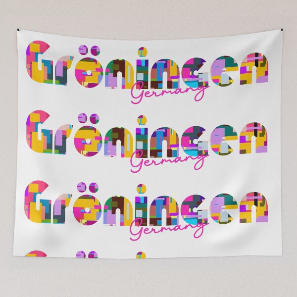 Item preview, Gröningen, Germany, Vibrant Abstract City Typography Art designed and sold by Wanderful-roads.