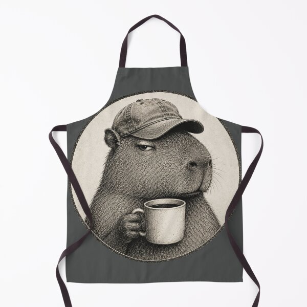 Item preview, Vintage Coffee Capybara Illustration | Chill Capybara with Coffee Mug Engraving Art designed and sold by HOUSE OF TIST.