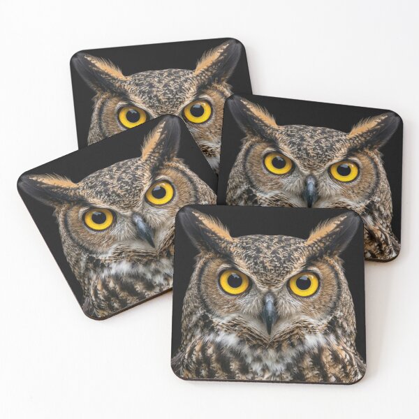 Item preview, Majestic Horned Owl with Intense Yellow Eyes designed and sold by ovidiuboc.
