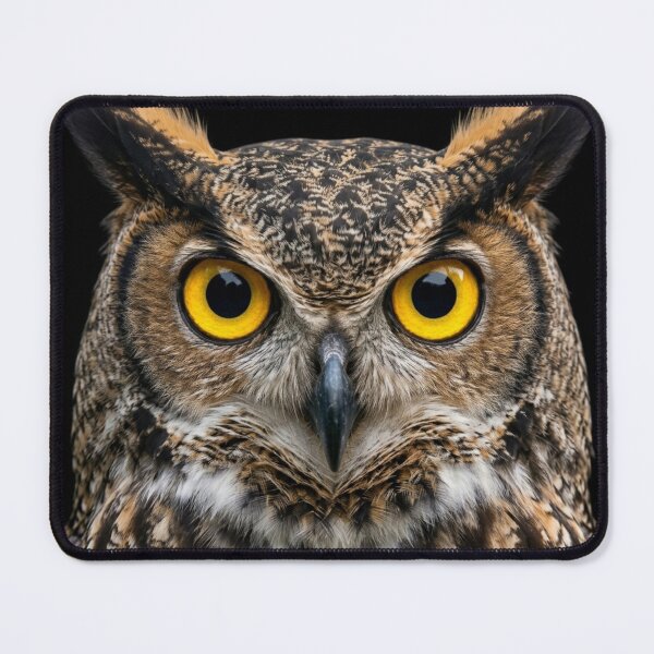 Item preview, Majestic Horned Owl with Intense Yellow Eyes designed and sold by ovidiuboc.