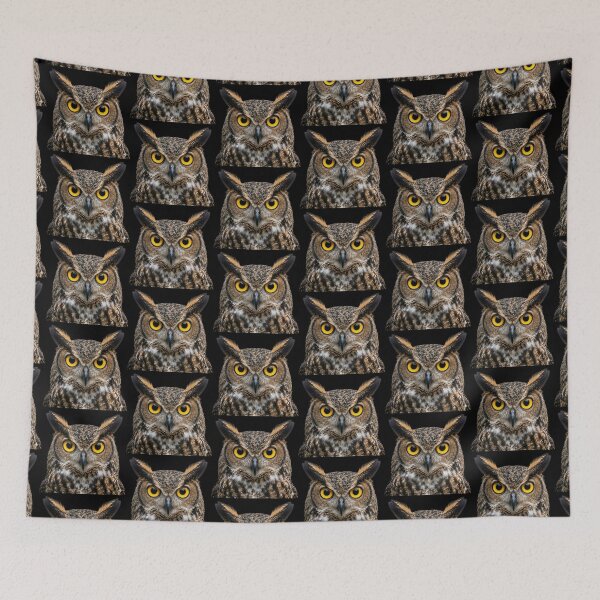 Item preview, Majestic Horned Owl with Intense Yellow Eyes designed and sold by ovidiuboc.
