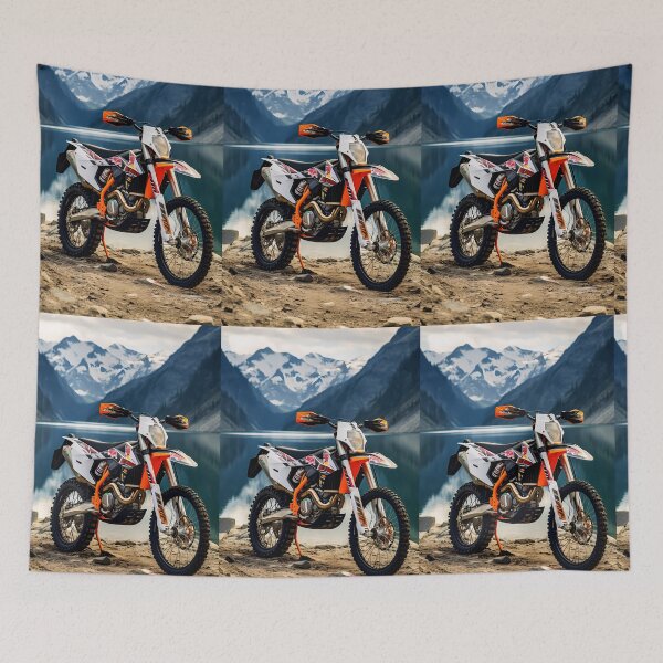 Item preview, Scenic Mountain Lake Enduro Dirt Bike Adventure Art designed and sold by RevUpDesign.