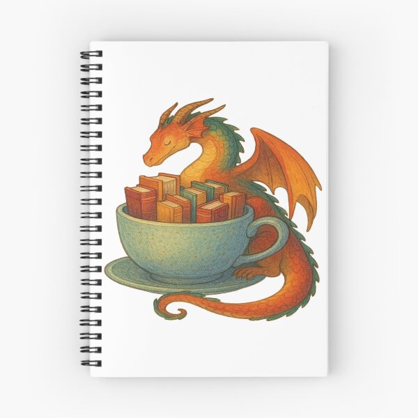 Item preview, Dragon Reading Books in Giant Teacup | Cozy Fantasy Book Lover Design designed and sold by BookedAndDesign.