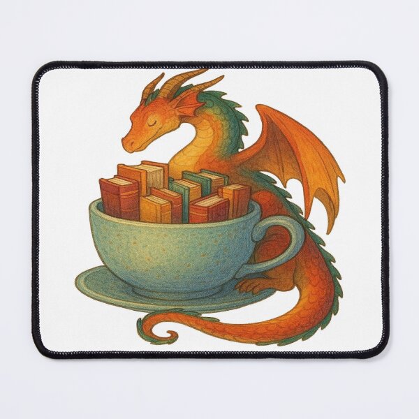 Item preview, Dragon Reading Books in Giant Teacup | Cozy Fantasy Book Lover Design designed and sold by BookedAndDesign.