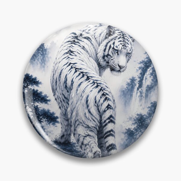 Item preview, Blue Eye White Tiger | Ink Wash Fantasy Art designed and sold by ManJiangHong.