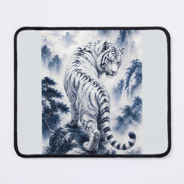 Item preview, Blue Eye White Tiger | Ink Wash Fantasy Art designed and sold by ManJiangHong.