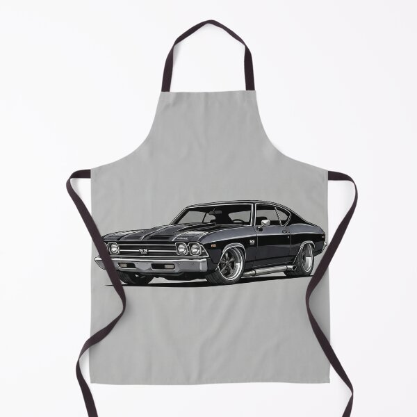 Artikelvorschau, Klassische Illustration eines schwarzen 1969er Chevrolet Chevelle SS Muscle-Cars entworfen und verkauft von Motorline44.