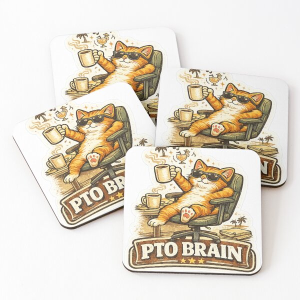 Item preview, PTO Brain Cat – Funny Vacation Work Humor designed and sold by Dada-arts.