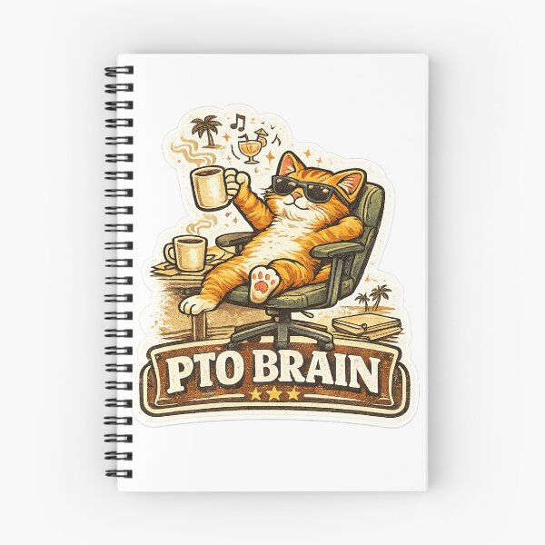 Item preview, PTO Brain Cat – Funny Vacation Work Humor designed and sold by Dada-arts.