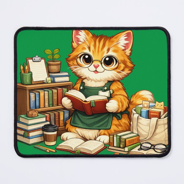 Item preview, Bookstore Cat – Cozy Reading Cat Design designed and sold by Wild Horizon Studio.