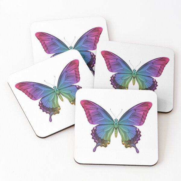 Artikelvorschau, Tribal Butterfly – Regenbogen-Schmetterling mit geometrischer Geometrie – Lebendige Low-Poly-Schmetterlingskunst entworfen und verkauft von ArcticFoxStudio.
