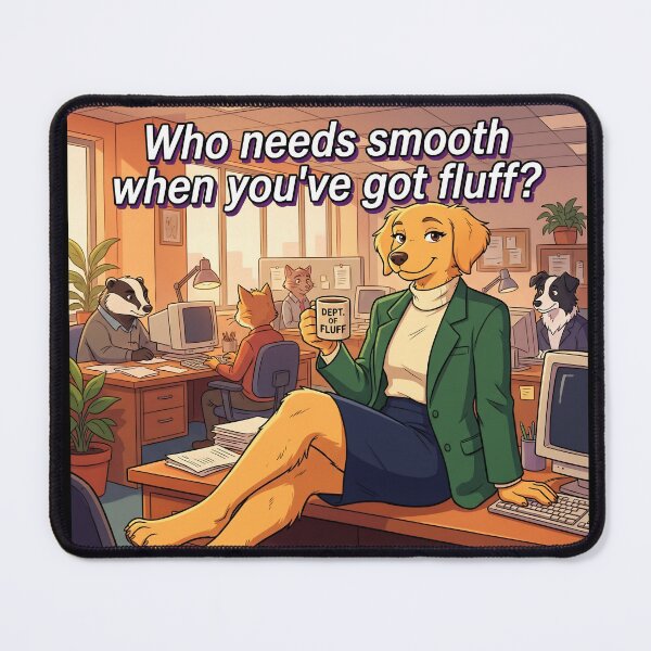 Item preview, Who Needs Smooth When You've Got Fluff? - Corporate Furry Art designed and sold by Trevor Cutler.