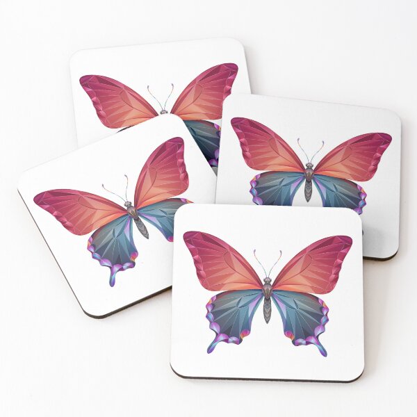 Artikelvorschau, Tribal Butterfly – Regenbogen-Schmetterling mit geometrischer Geometrie – Lebendige Low-Poly-Schmetterlingskunst entworfen und verkauft von ArcticFoxStudio.