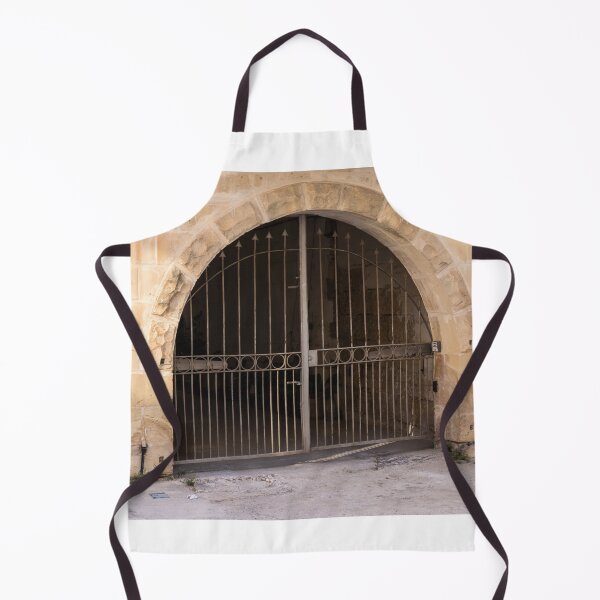 Item preview, Wrought Iron Gate and Stone Arch Entrance of Historic Limestone Building With Arched Doorway designed and sold by Nmallia.