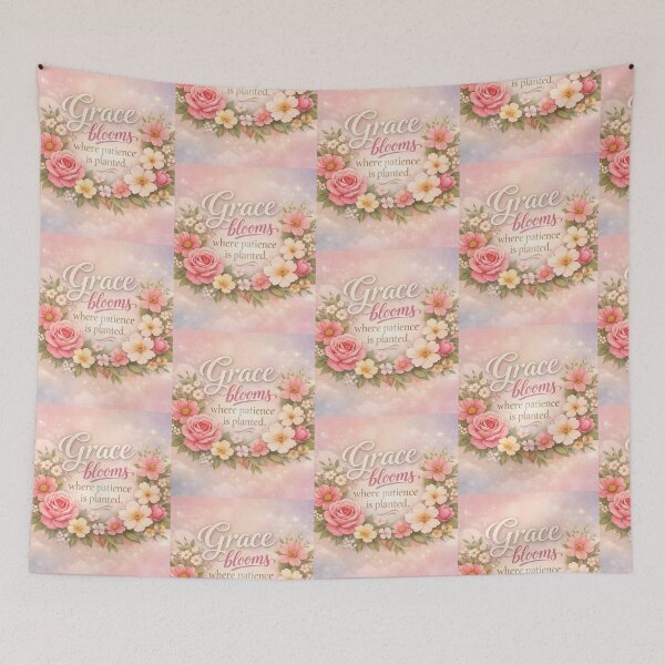 Item preview, Grace Blooms Where Patience Is Planted – Floral Motivational Quote Art designed and sold by BlessedStudio31.